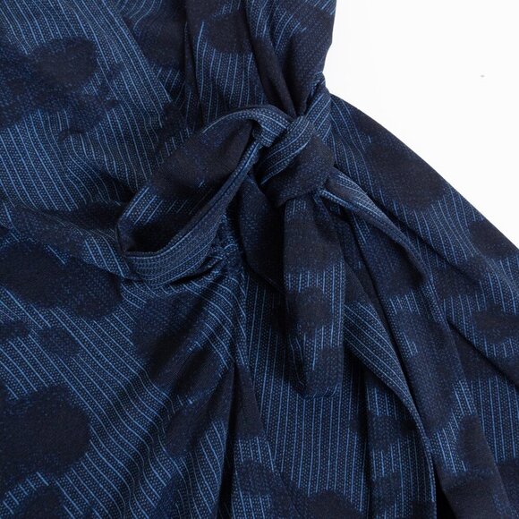 ✨ H Halston Midi Dress Wrap Summer Navy Blue Lightweight Small - Picture 5 of 9